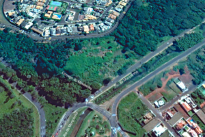 Vista Panorâmica da Foz do Córrego Mineirinho (Google Earth)