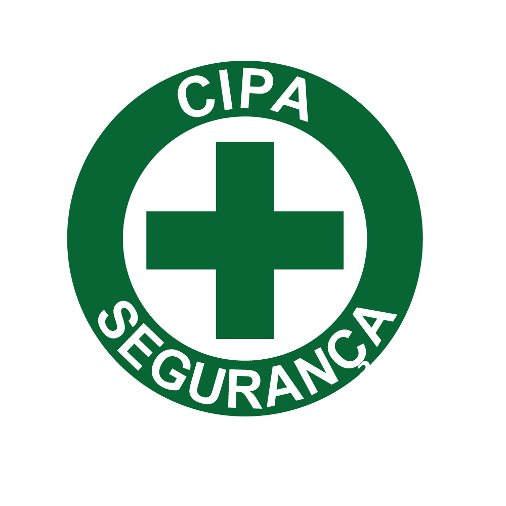 Logotipo da CIPA, verde com fundo branco, um sinal de mais ao centro de um círculo, onde se lê as palavras CIPA e SEGURANÇA