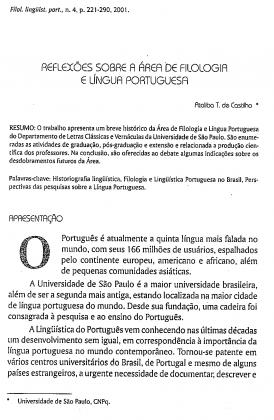 Ataliba Teixeira de Castilho - 'Reflexões sobre a Área de Filologia e Língua Portuguesa', 2001
