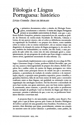 Lygia Corrêa Dias de Moraes - 'Filologia e Língua Portuguesa: histórico', 1994.