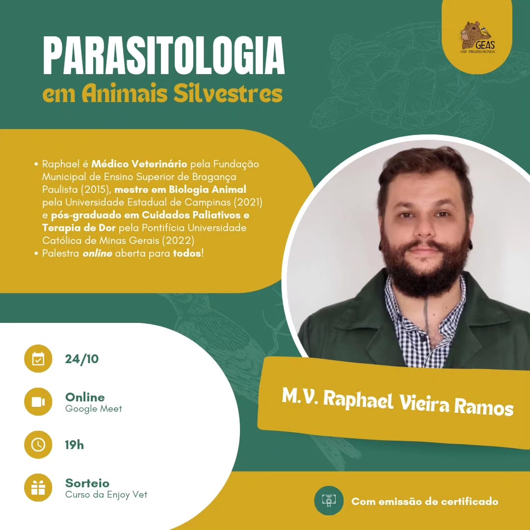 No momento, você está visualizando #Palestra – Parasitologia em Animais Silvestres