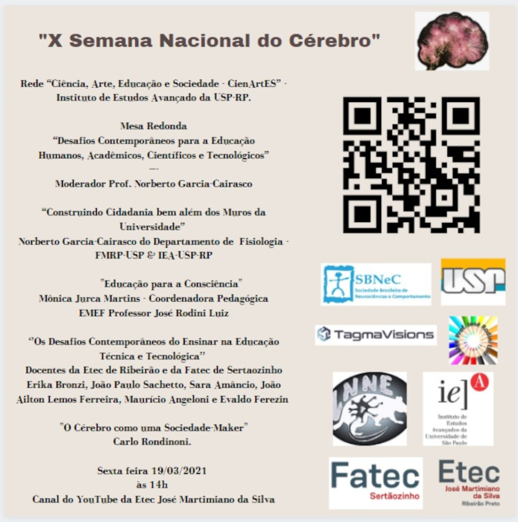 Eventos on-line da Rede CienArtES integram X Semana Nacional do Cérebro