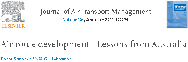 Spasojevic & Lohmann (2022) Air route development - Lessons from Australia