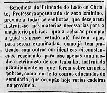 Anúncio preparação de candidatas para o magistério_Correio Paulistano, 18-08-1859_p.4.